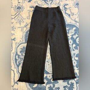 BRAND BAZAR Black Viscose Fringe Hem Pull On High Waist Pants Size Small/Medium